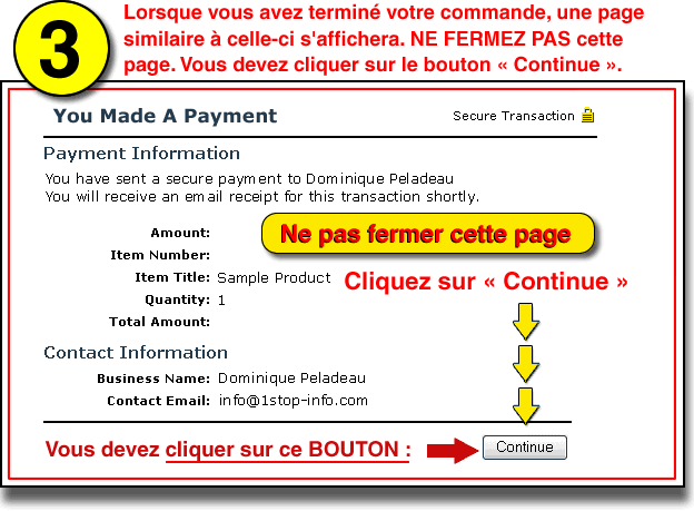 Eexemple - fin de la commande