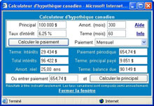 Calculateur d'hypothèque canadien